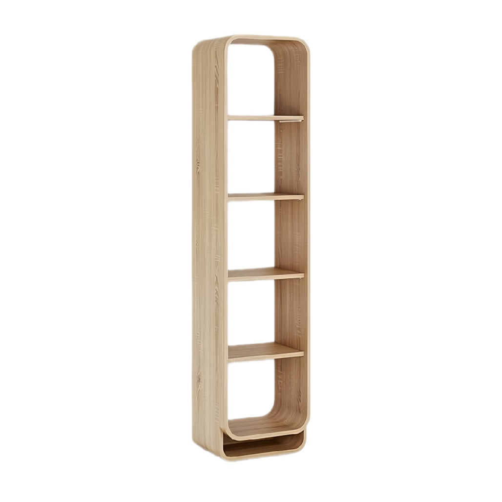 Strakke houten boekenplank met vijf planken