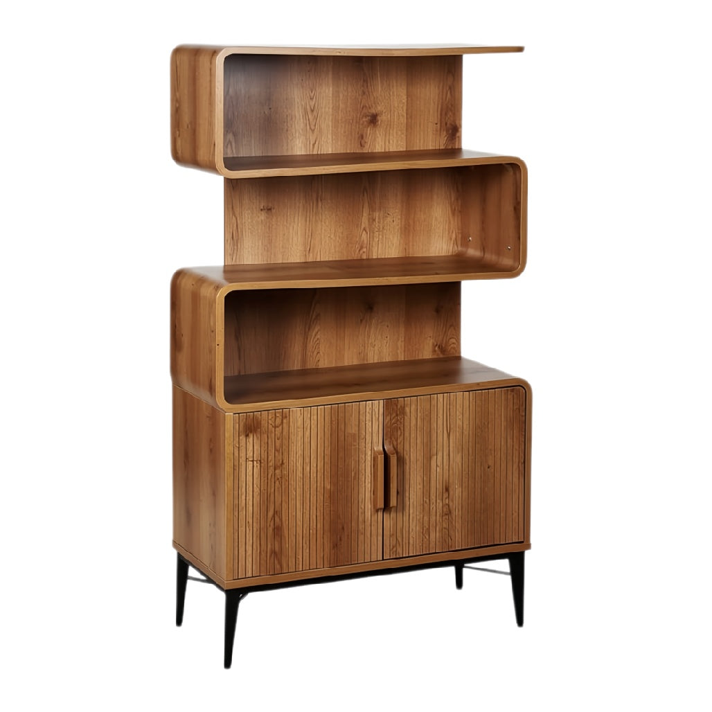 Moderne houten boekenkast met unieke vormgeving