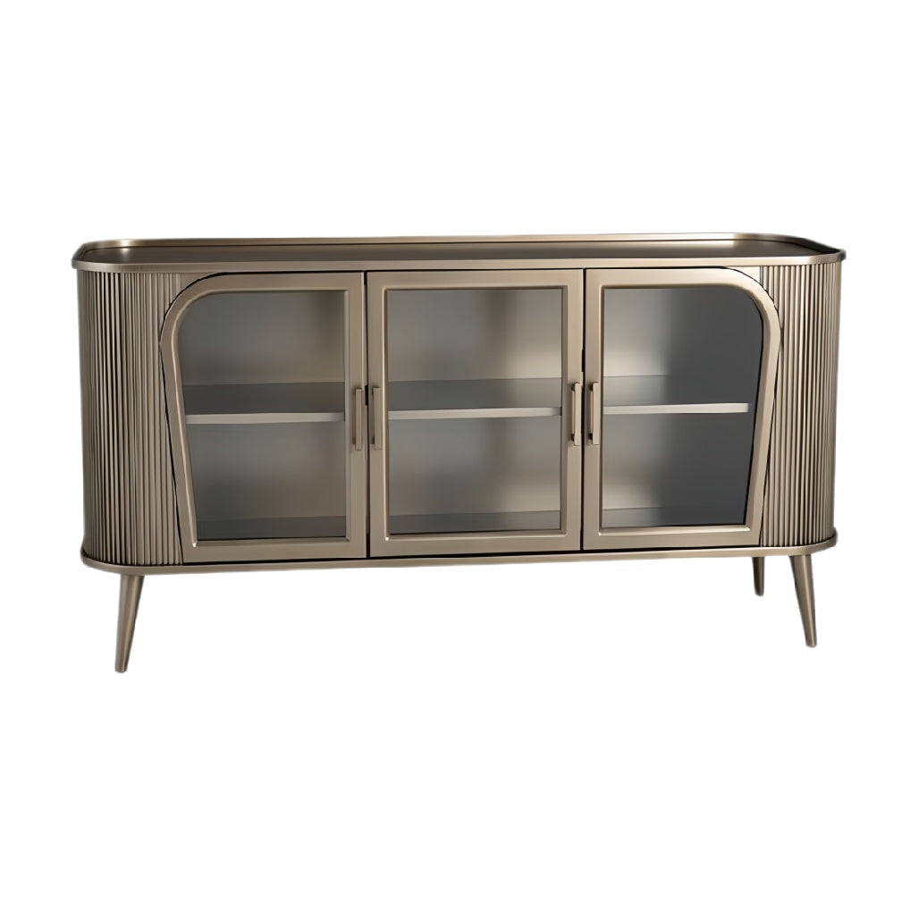 Moderne TV-kast met glazen deuren en metallic afwerking