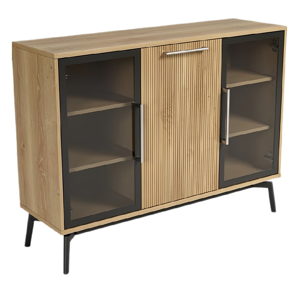 Houten Dressoir met Glaze deuren en Minimalistisch Design