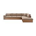 Modulaire L-divano met houten onderstel en kussens