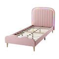 Roze Bed met LED- Hoofdbord en Lattenbodem