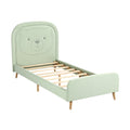 Kinderbed met berenkop, groen, met houten lattenbodem